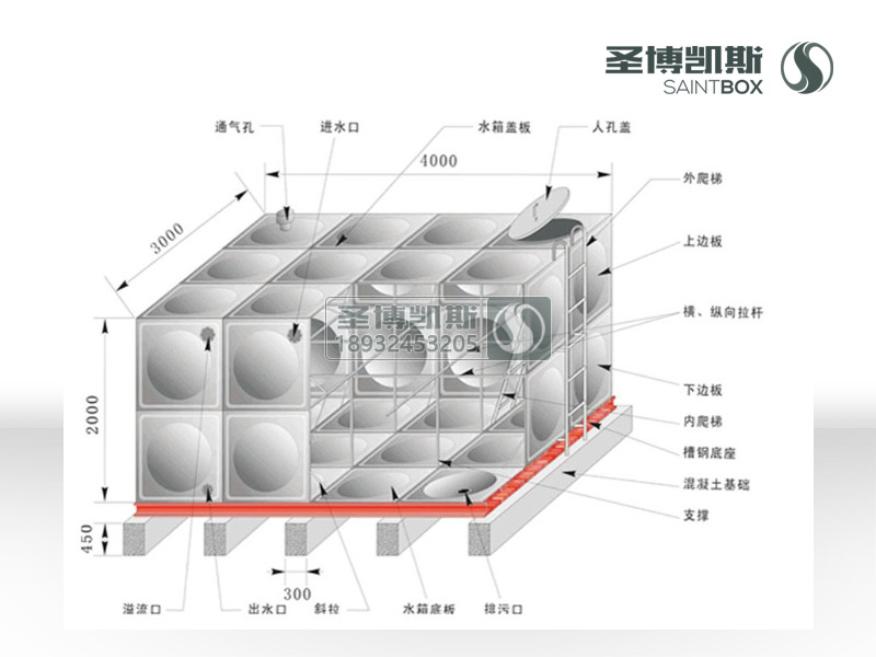 不銹鋼生活水箱結(jié)構(gòu)圖