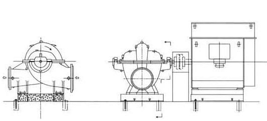 單級雙吸離心泵安裝尺寸圖