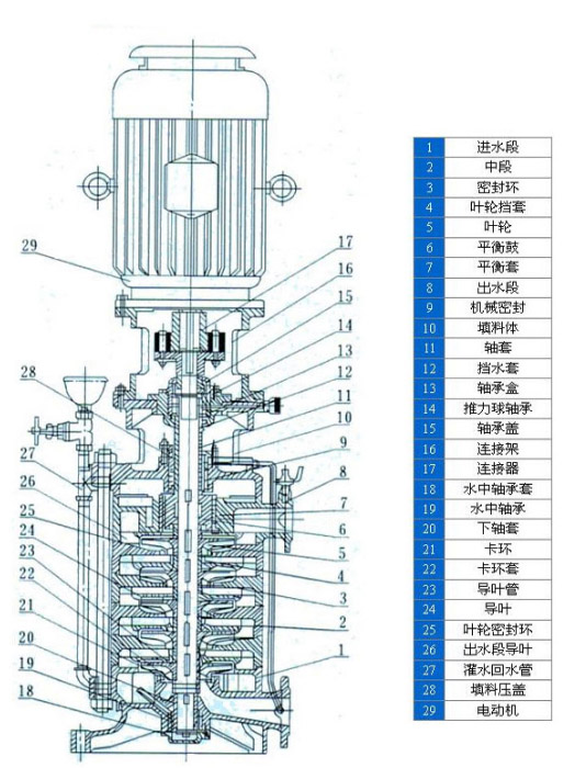 立式多級離心泵的結構圖