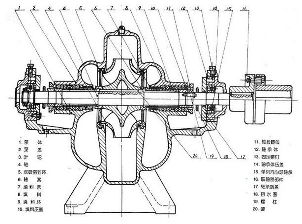 單級(jí)雙吸離心泵的結(jié)構(gòu)圖片